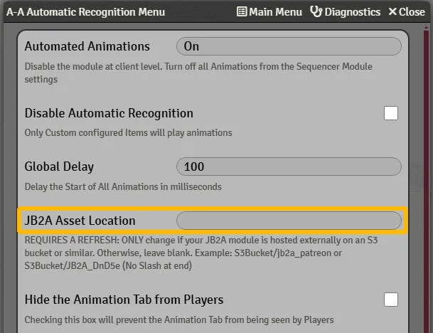 JB2A Asset Location option in the module settings