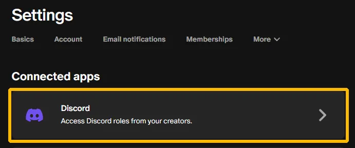 Patreon Connected Apps Page