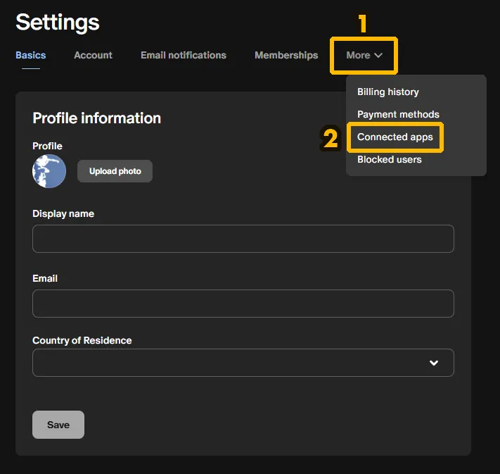 Patreon Settings Page