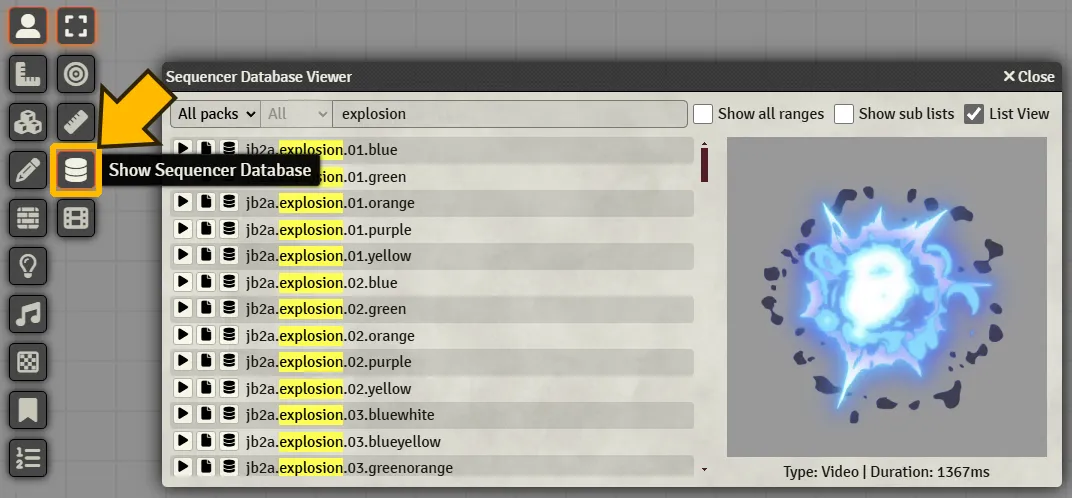 Preview of the Sequencer Database Viewer